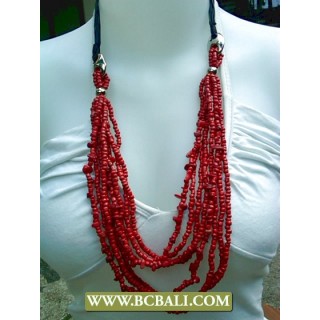 Cute Style Multi Strand Red Beads Necklace